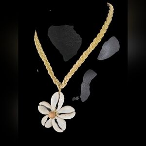 Braided Necklace with Shell Flower Pendant